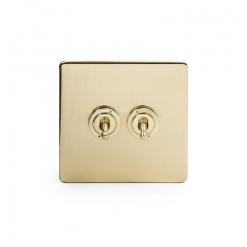 Brushed Brass Period 2 Gang 2 Way Dolly Switch